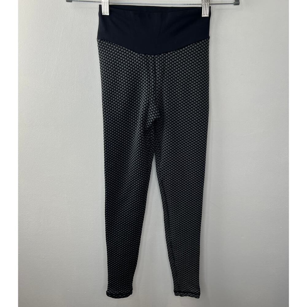HOT MIAMI STYLES Gray Black High Waist Scrunch Butt Activewear Leggings Size L